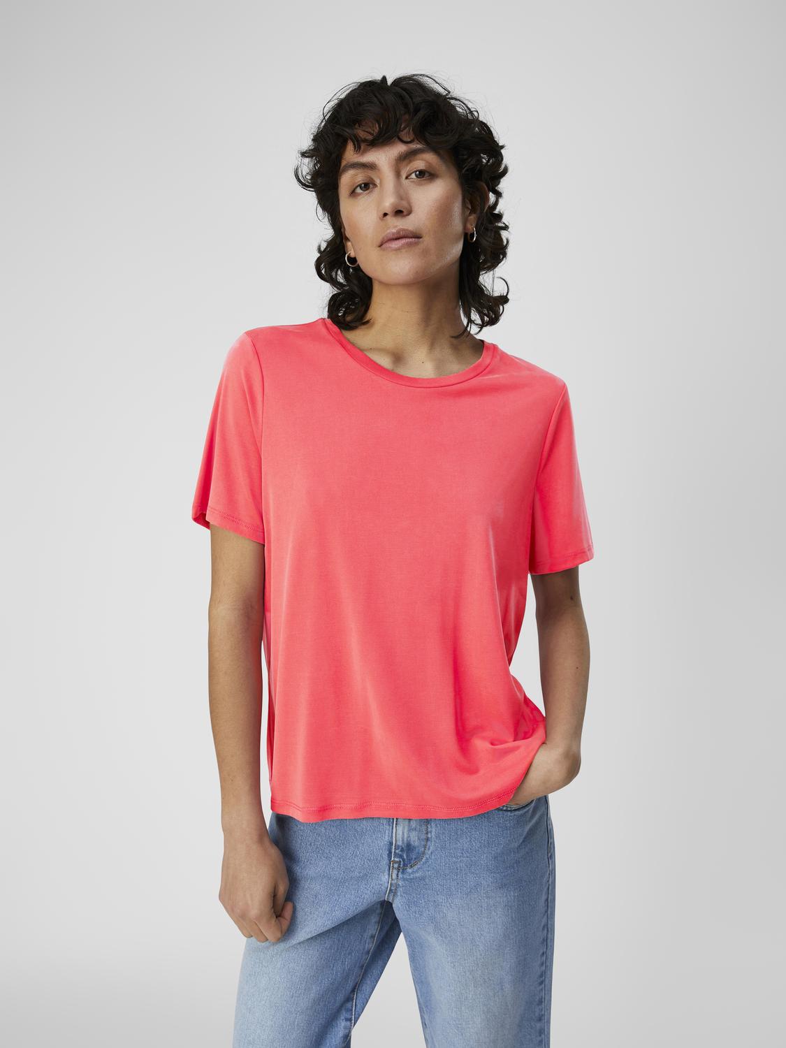 OBJANNIE T-Shirt Top - Paradise Pink